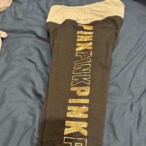 PINK leggings with bling down one side